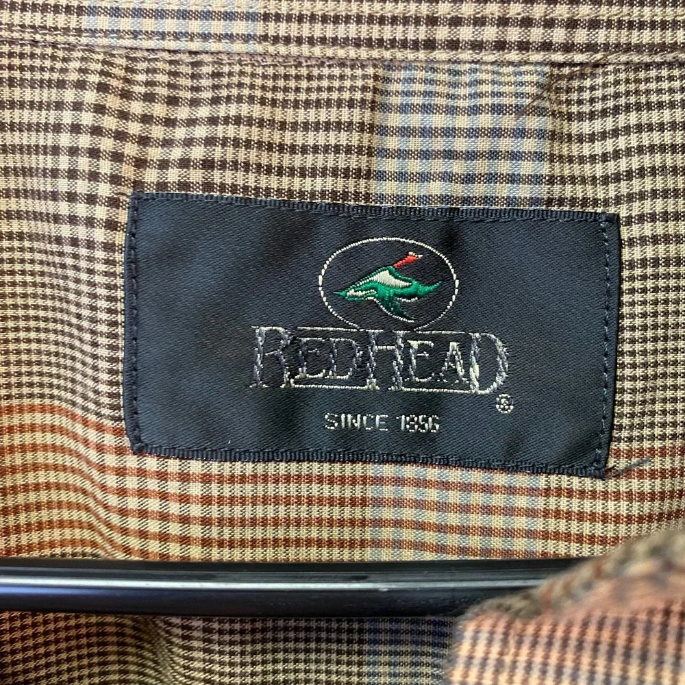 RedHead Men's Button Down Shirt XL Brown Plaid Long Sleeve
